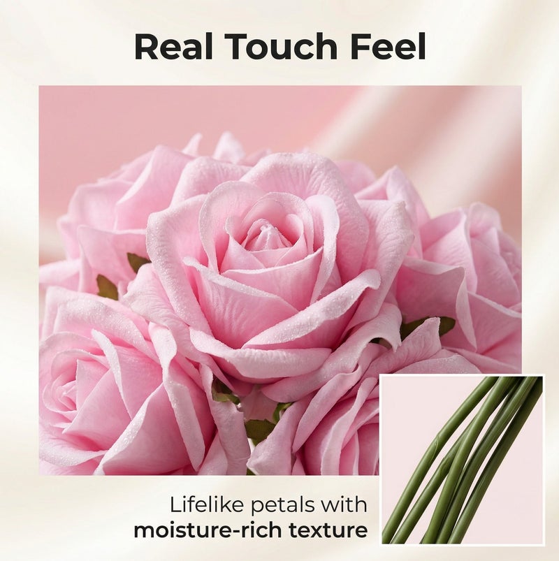 Fake Flowers-Pink Rose Artificial Flowers Bouquet - Home Wedding Decor - Image 2